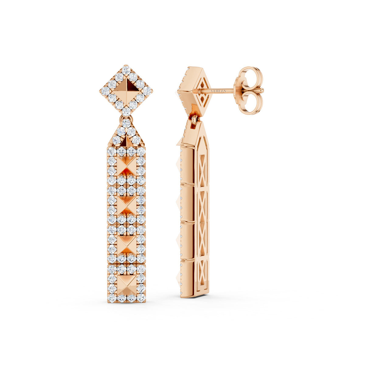 Zenyth Cascading Pyramid Drop Diamond Earrings
