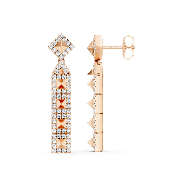 Zenyth Cascading Pyramid Drop Diamond Earrings