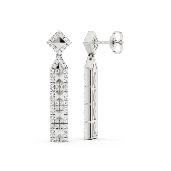 Zenyth Cascading Pyramid Drop Diamond Earrings