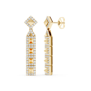 Zenyth Cascading Pyramid Drop Diamond Earrings