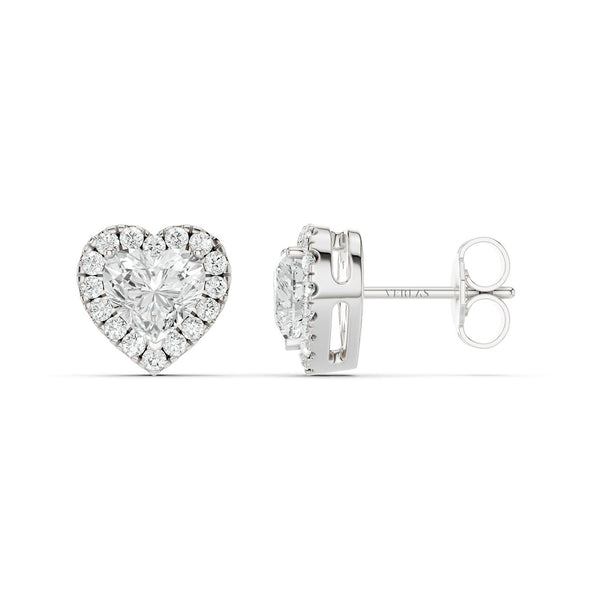 Heart-Cut Luxe Halo Studs