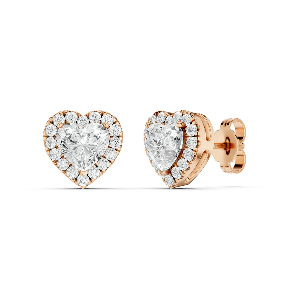 Heart-Cut Luxe Halo Studs