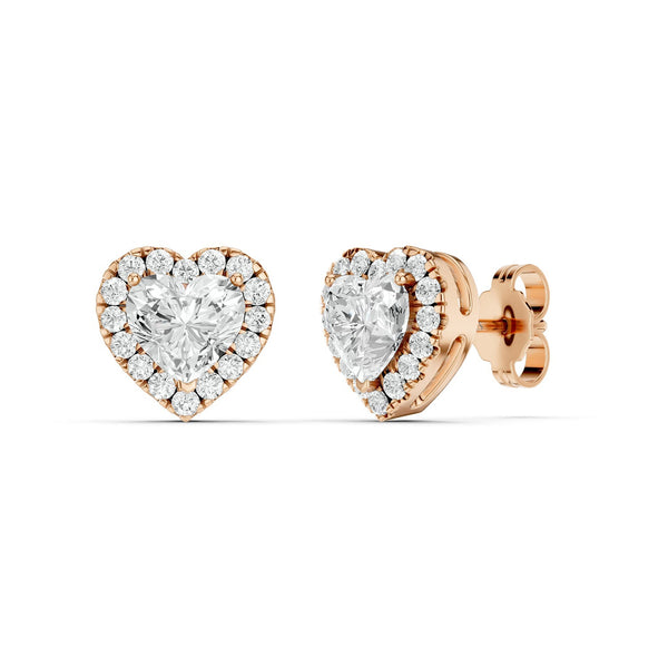 Heart-Cut Luxe Halo Studs