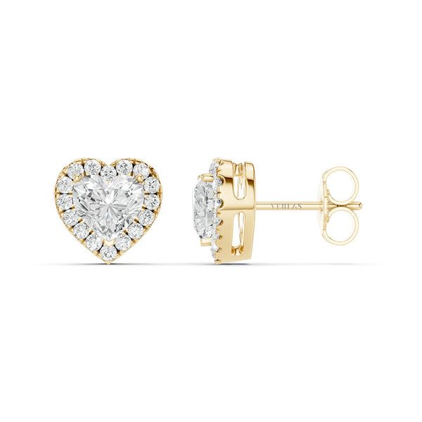Heart-Cut Luxe Halo Studs