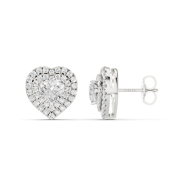 Luxe Heart-Cut Double Halo Studs