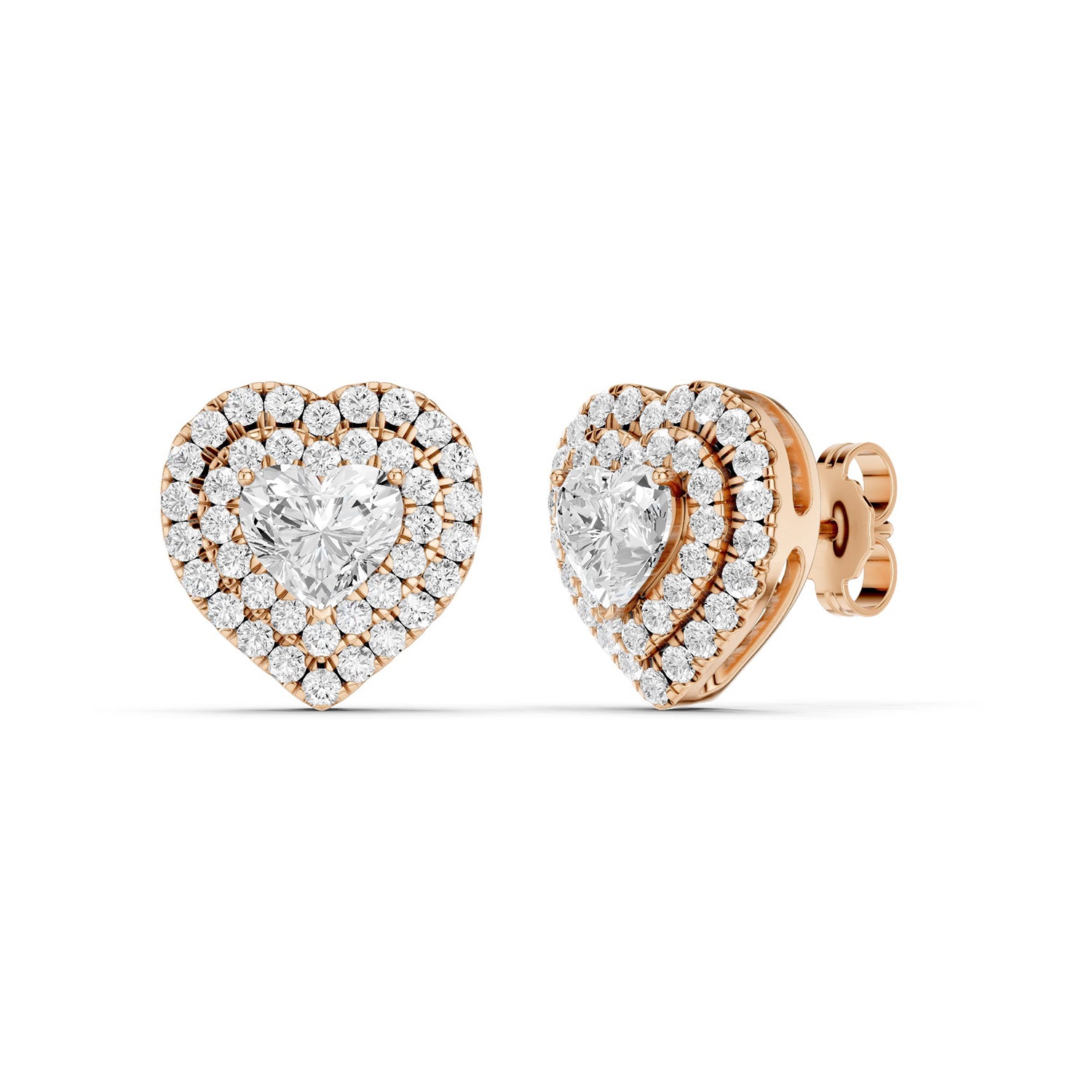 Luxe Heart-Cut Double Halo Studs