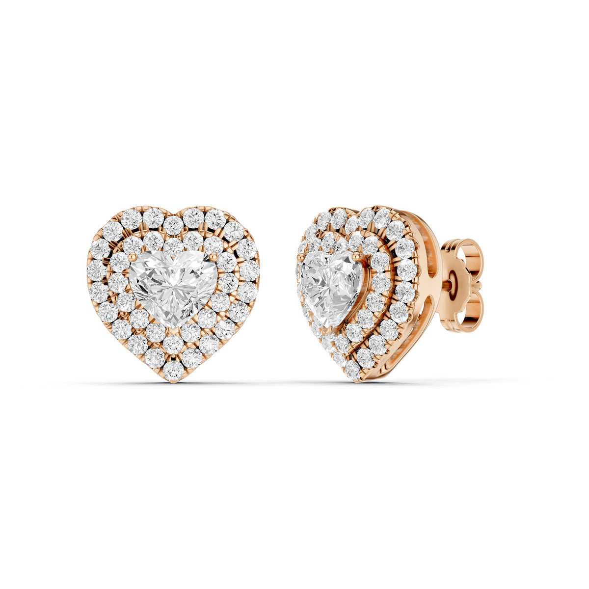 Luxe Heart-Cut Double Halo Studs