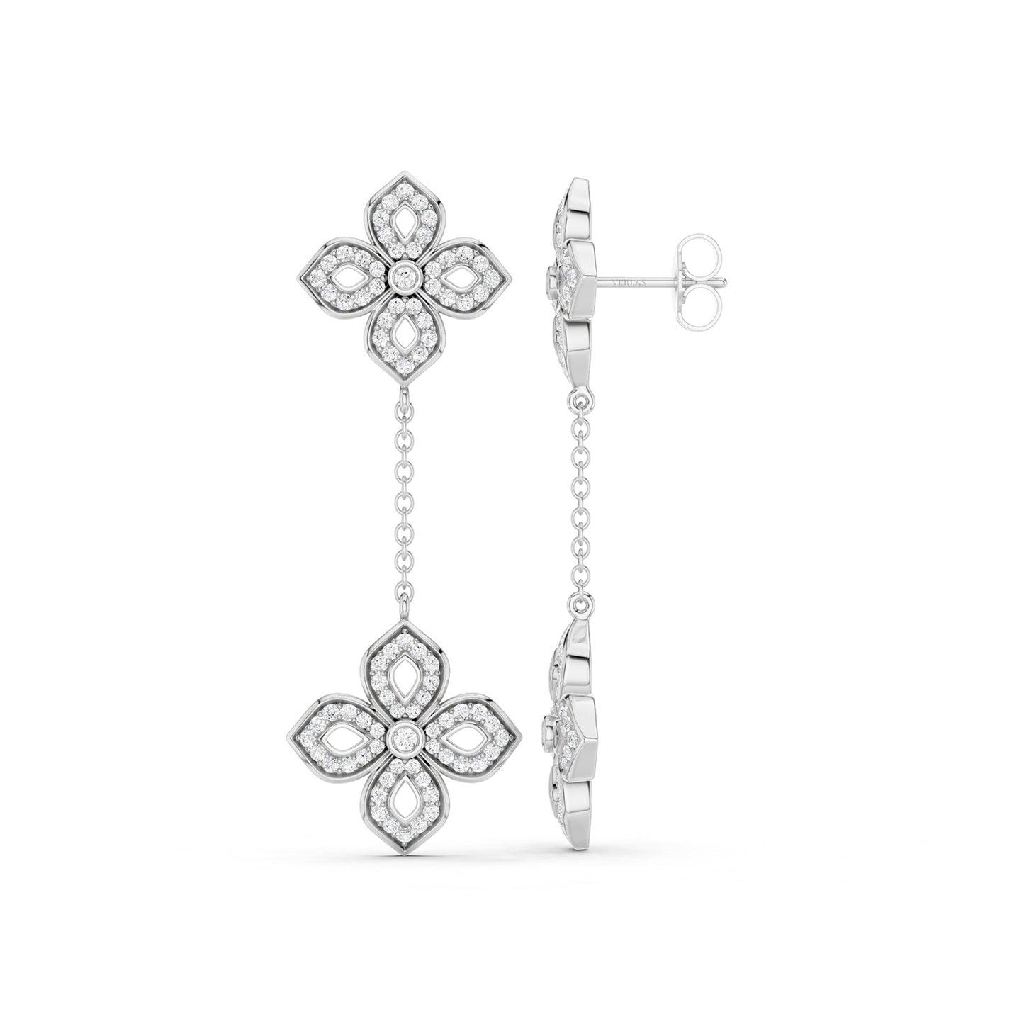 La Fleur Silhouette Drop Diamond Earrings