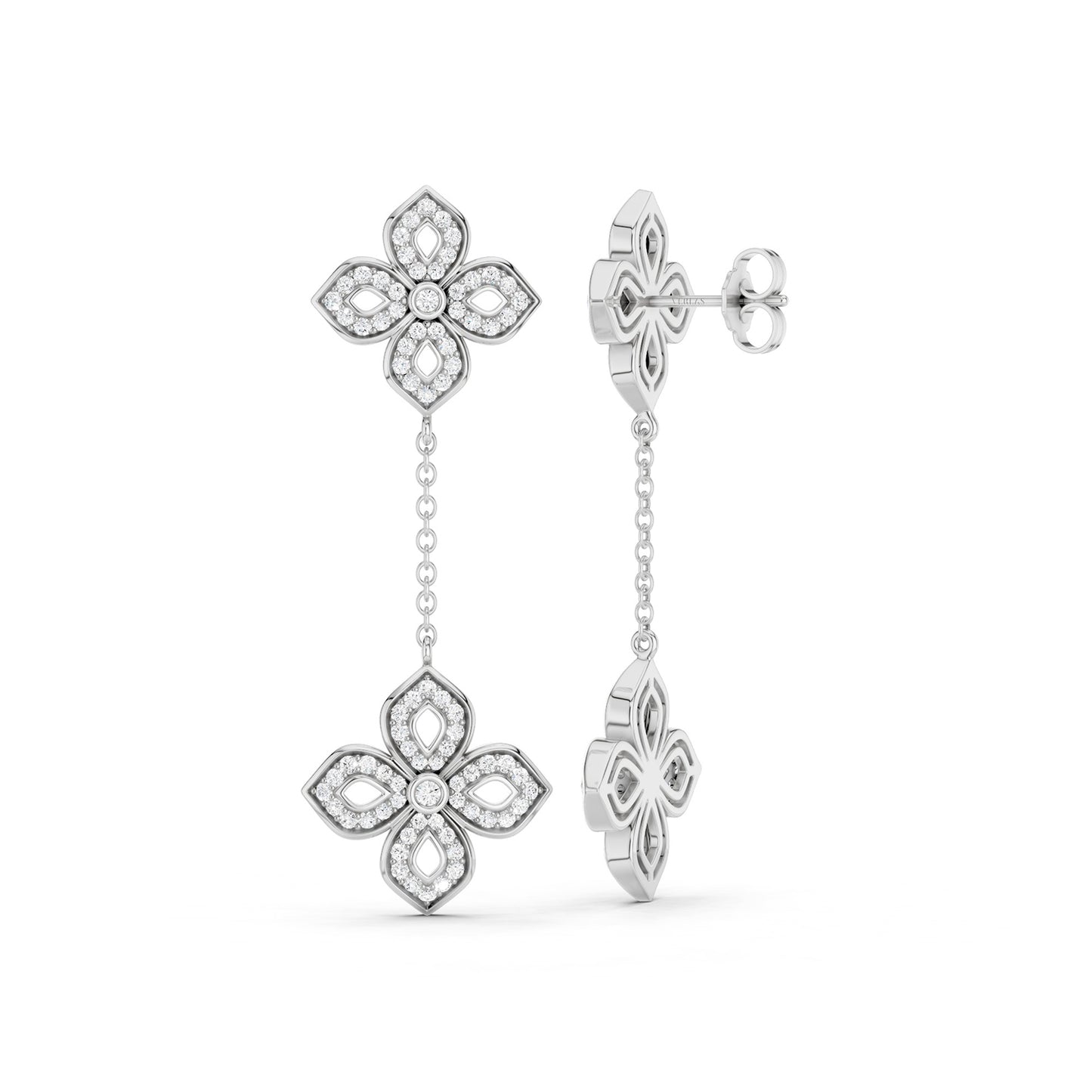 La Fleur Silhouette Drop Diamond Earrings