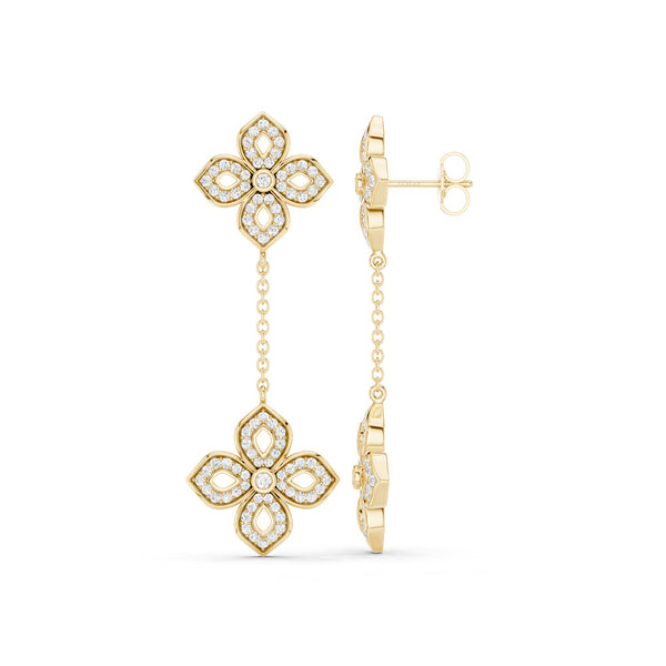 La Fleur Silhouette Drop Diamond Earrings