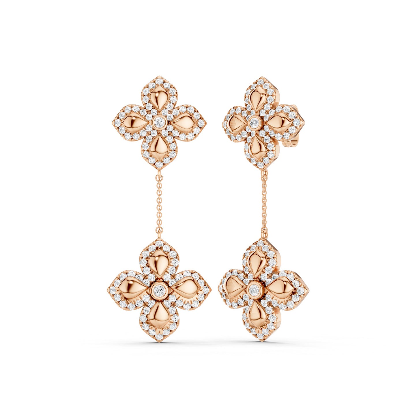 La Fleur Contour Drop Diamond Earrings