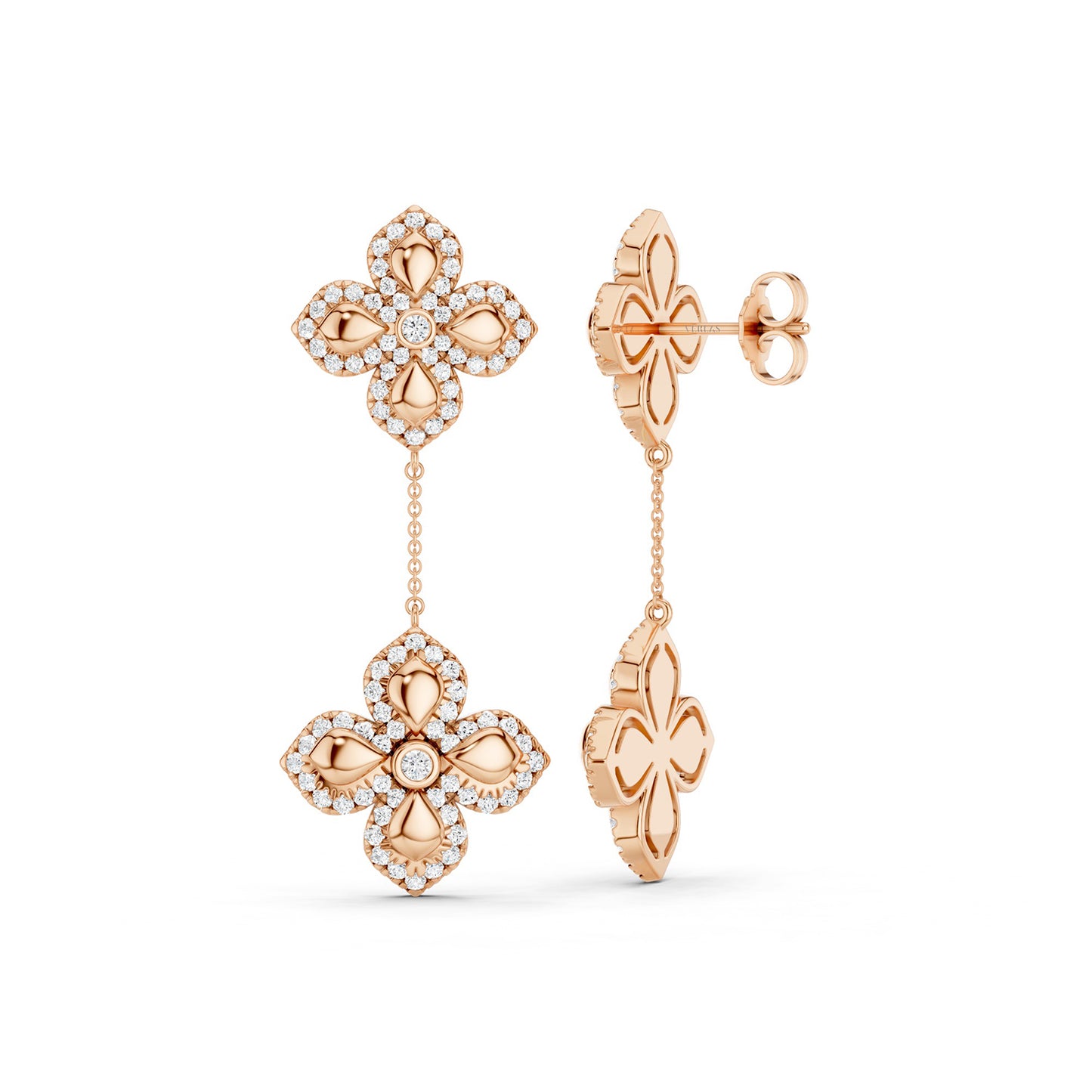 La Fleur Contour Drop Diamond Earrings