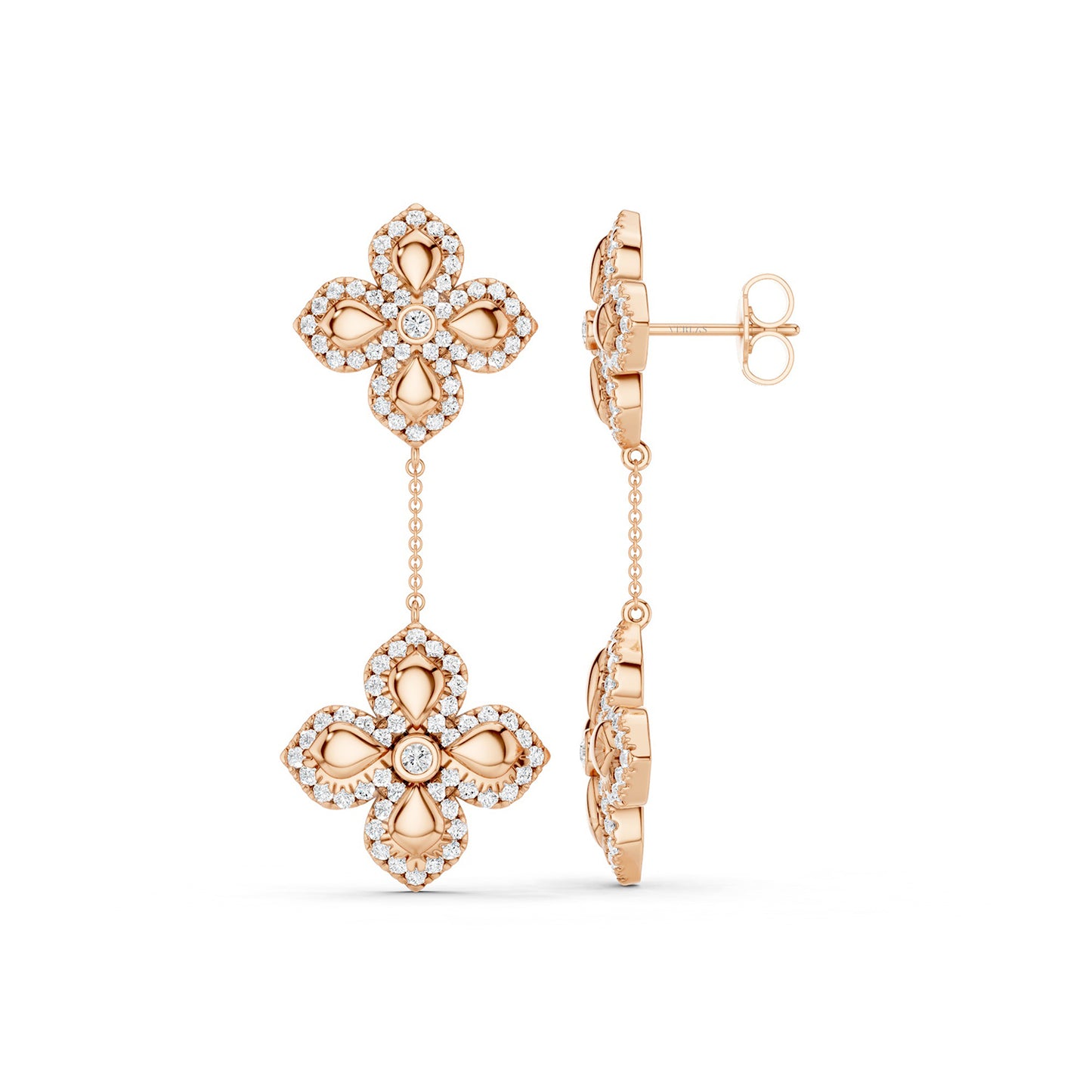 La Fleur Contour Drop Diamond Earrings