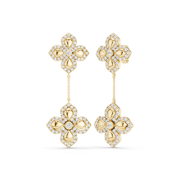 La Fleur Contour Drop Diamond Earrings