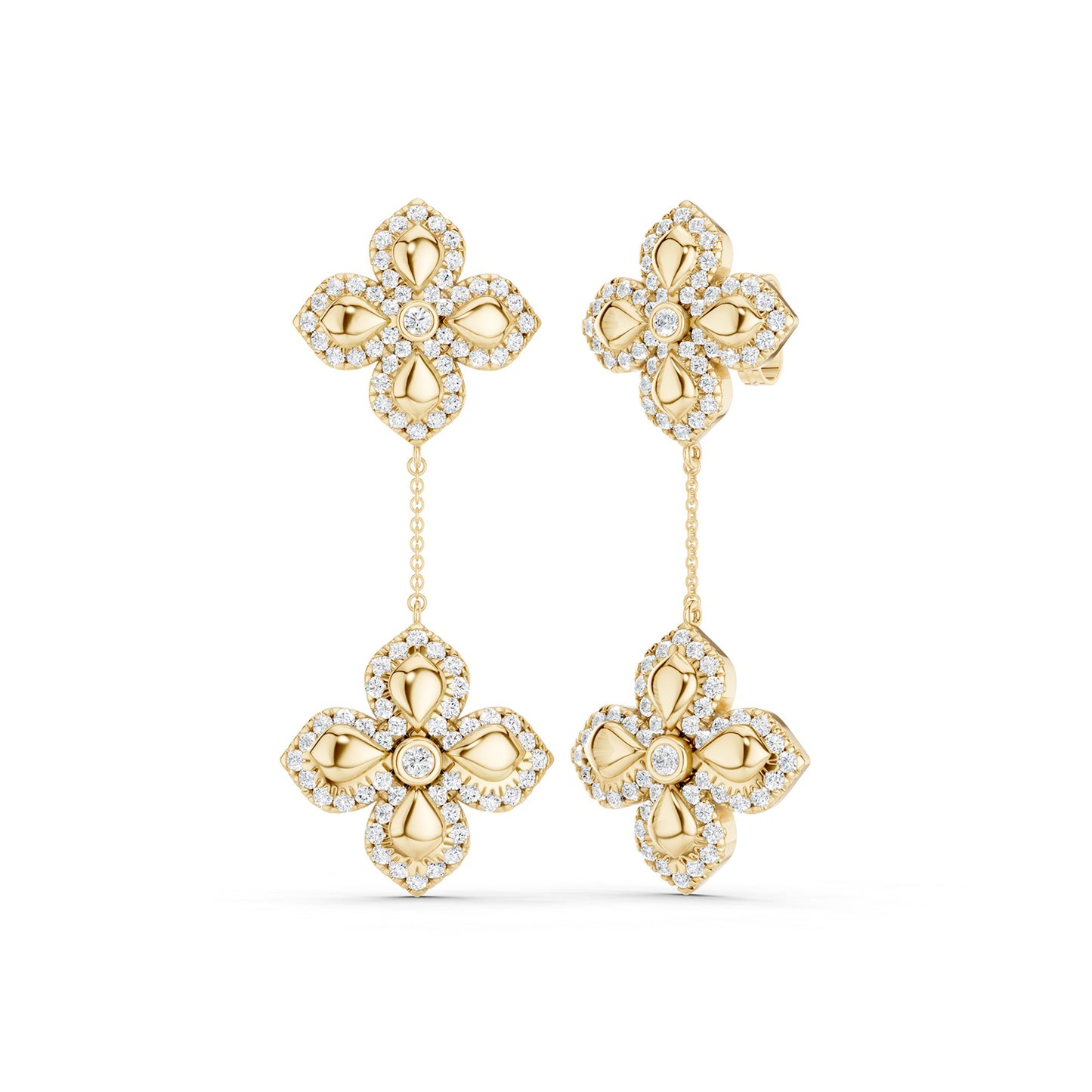 La Fleur Contour Drop Diamond Earrings
