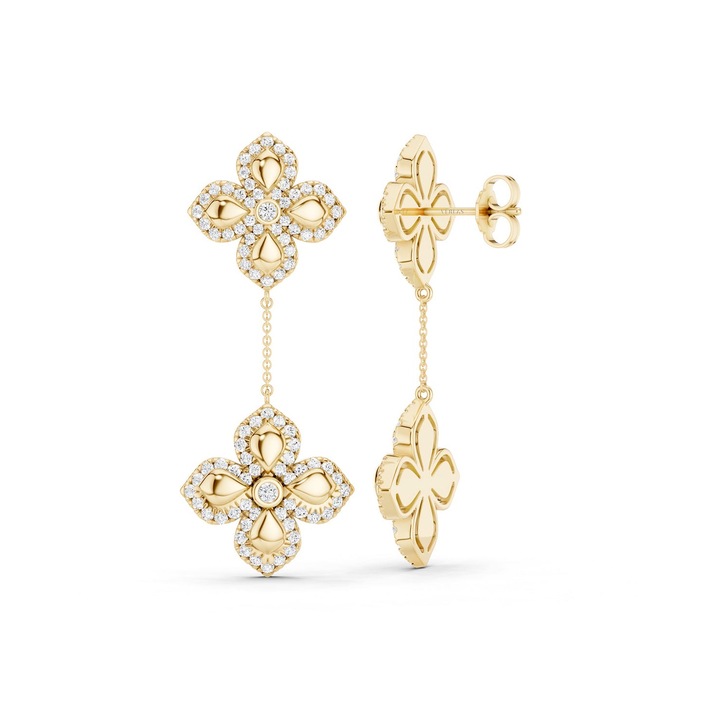La Fleur Contour Drop Diamond Earrings