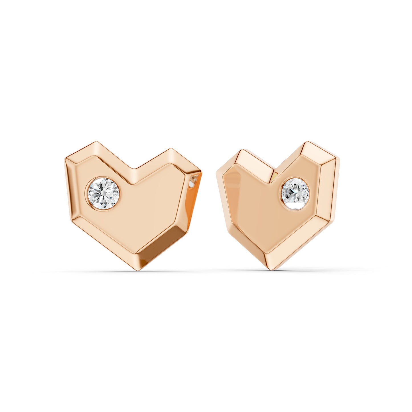 Faceted Heart Studs