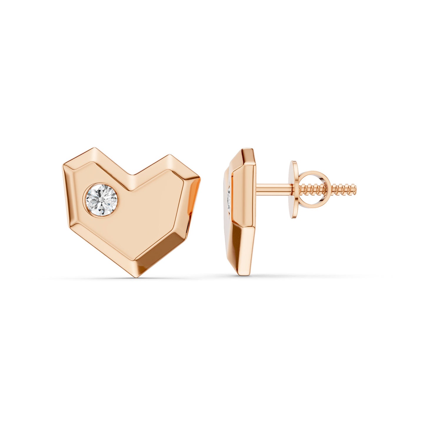 Faceted Heart Studs