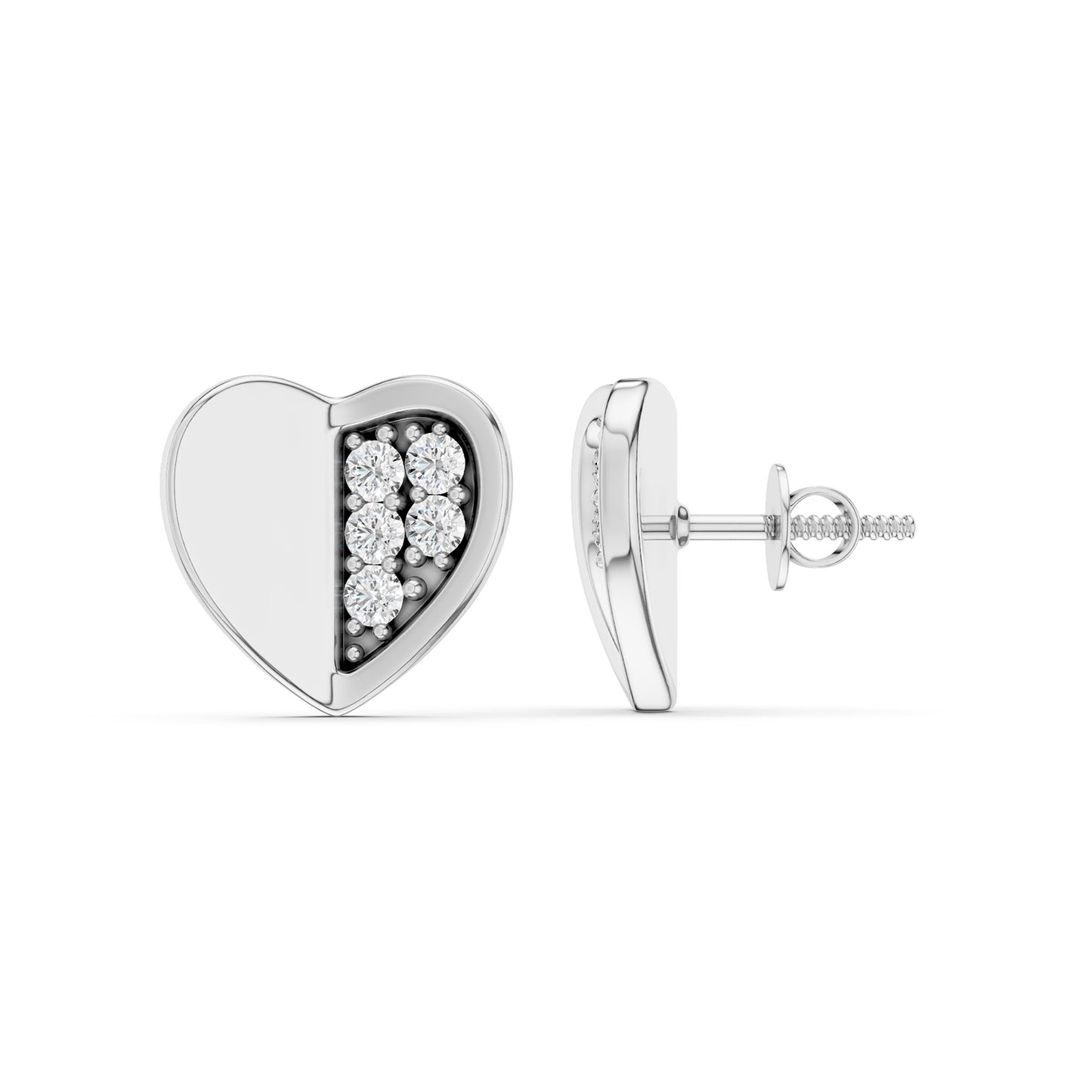 Petite Radiant And Solid Split Heart Studs