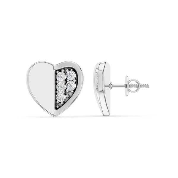 Petite Radiant And Solid Split Heart Studs