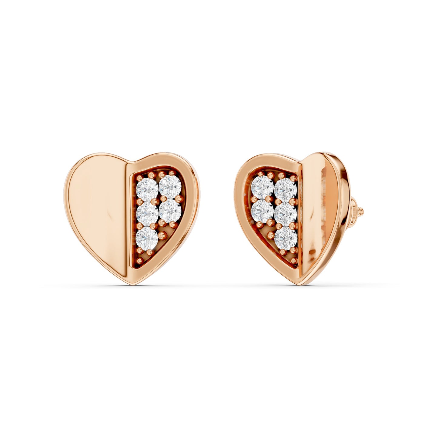 Petite Radiant And Solid Split Heart Studs