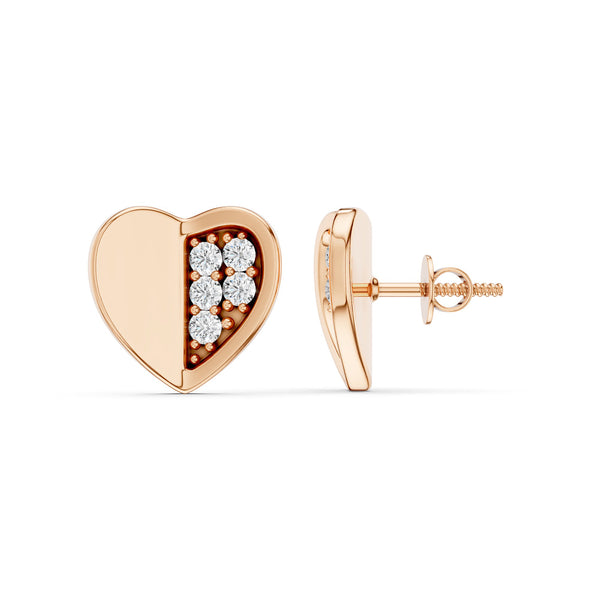 Petite Radiant And Solid Split Heart Studs
