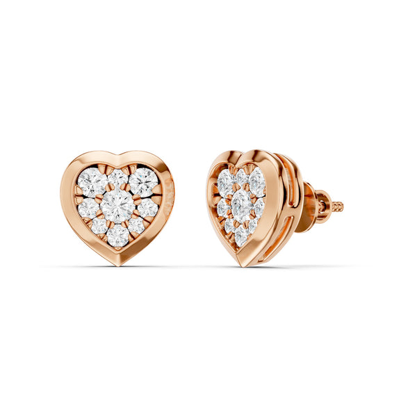 Bezel-Set Heart Cluster Studs