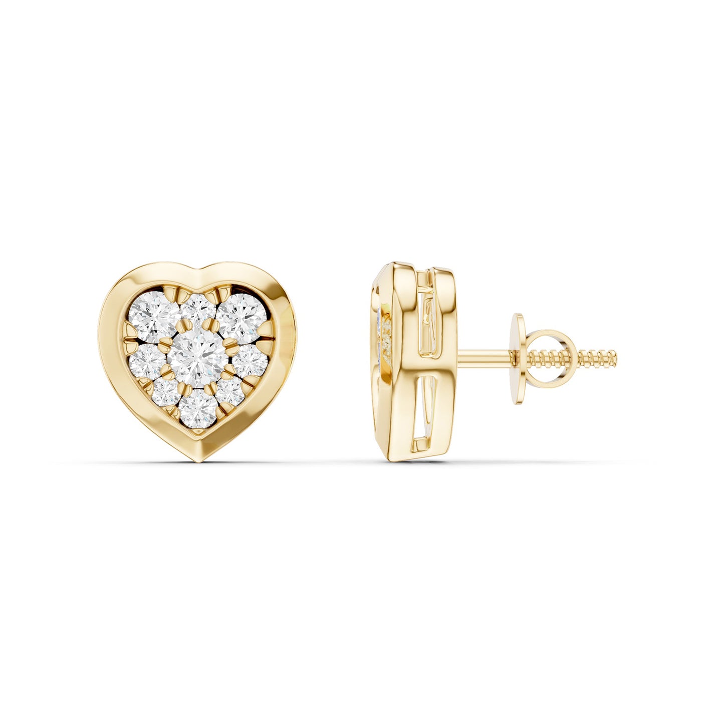 Bezel-Set Heart Cluster Studs