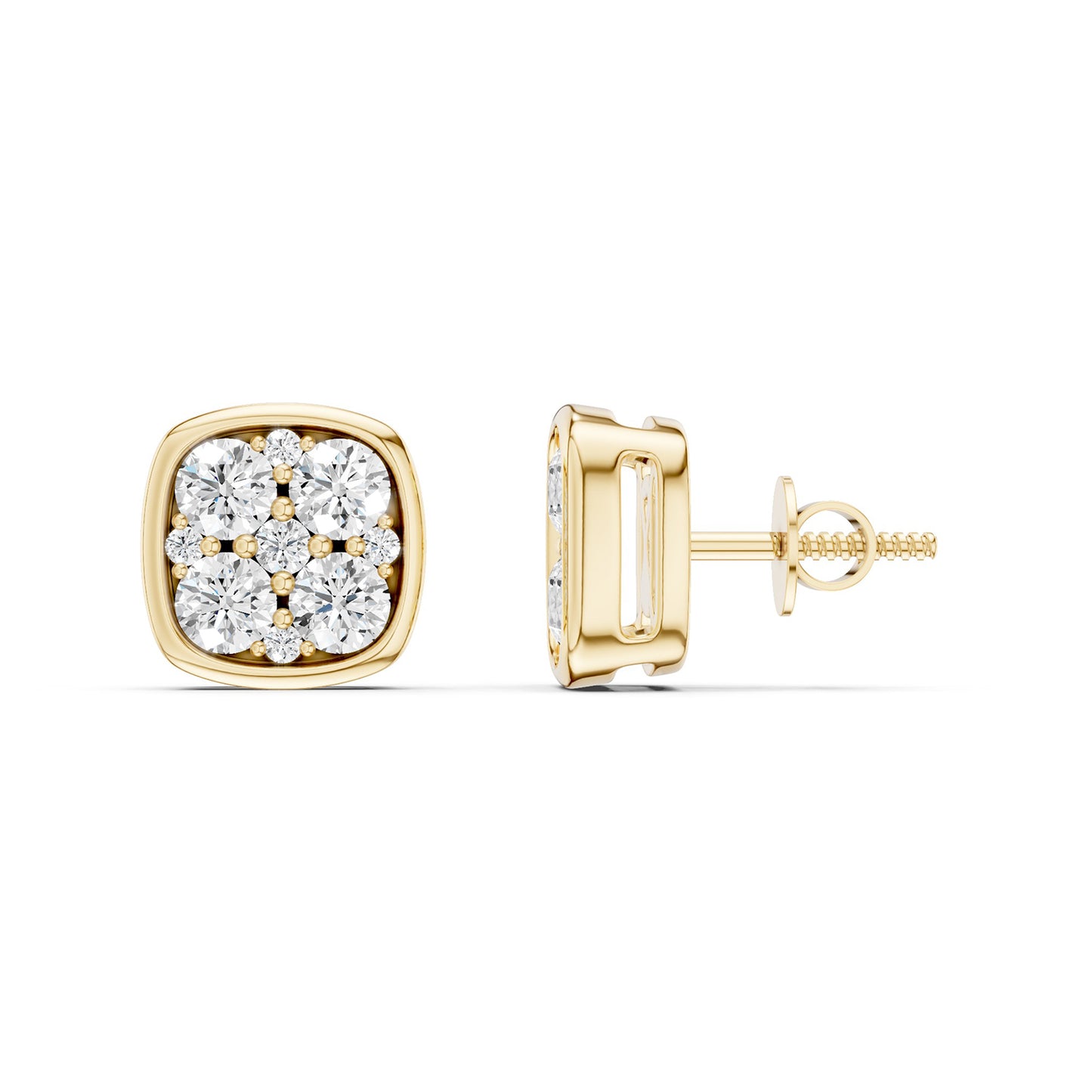 Cushion-Shaped Cluster Studs