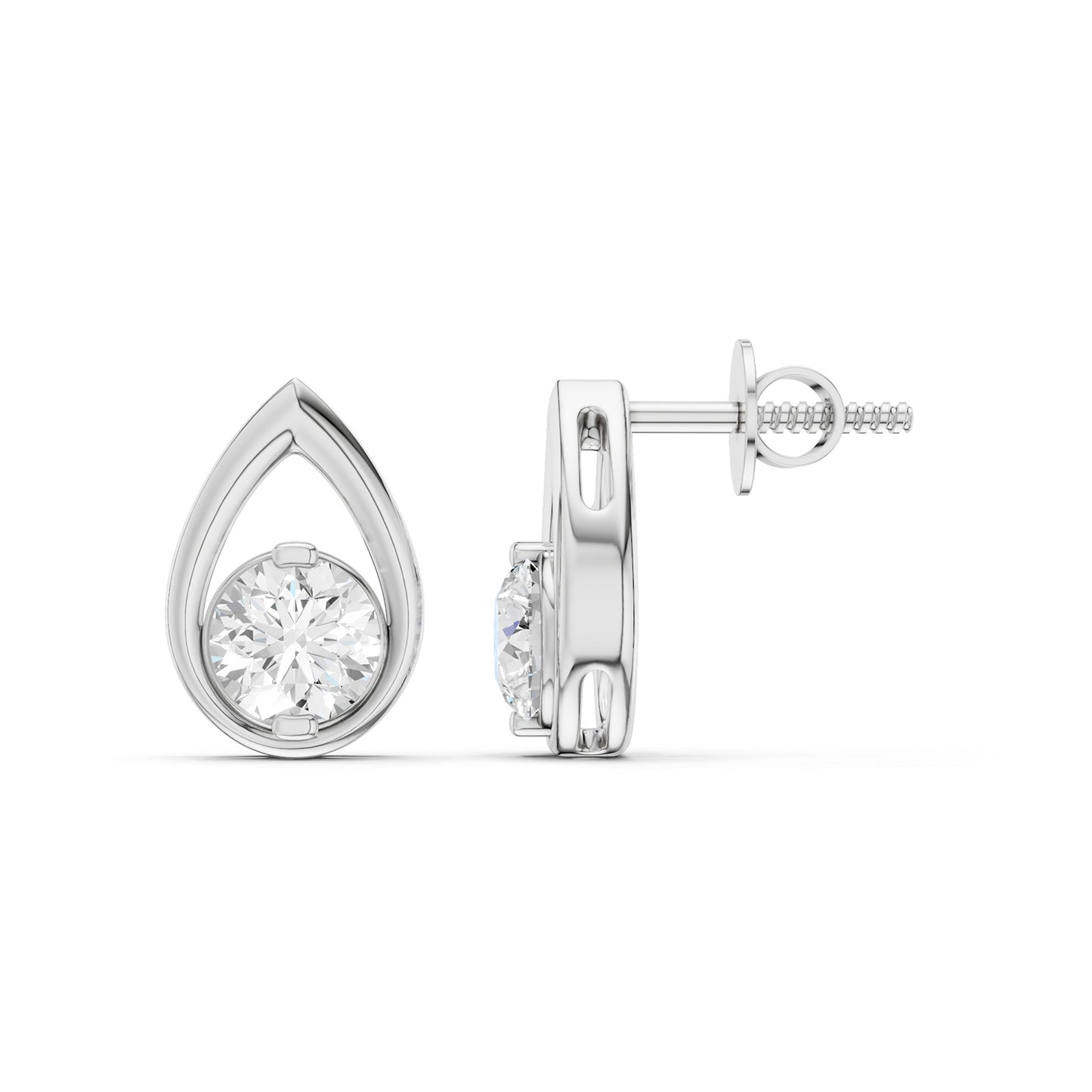 Teardrop Solitaire Diamond Stud Earrings