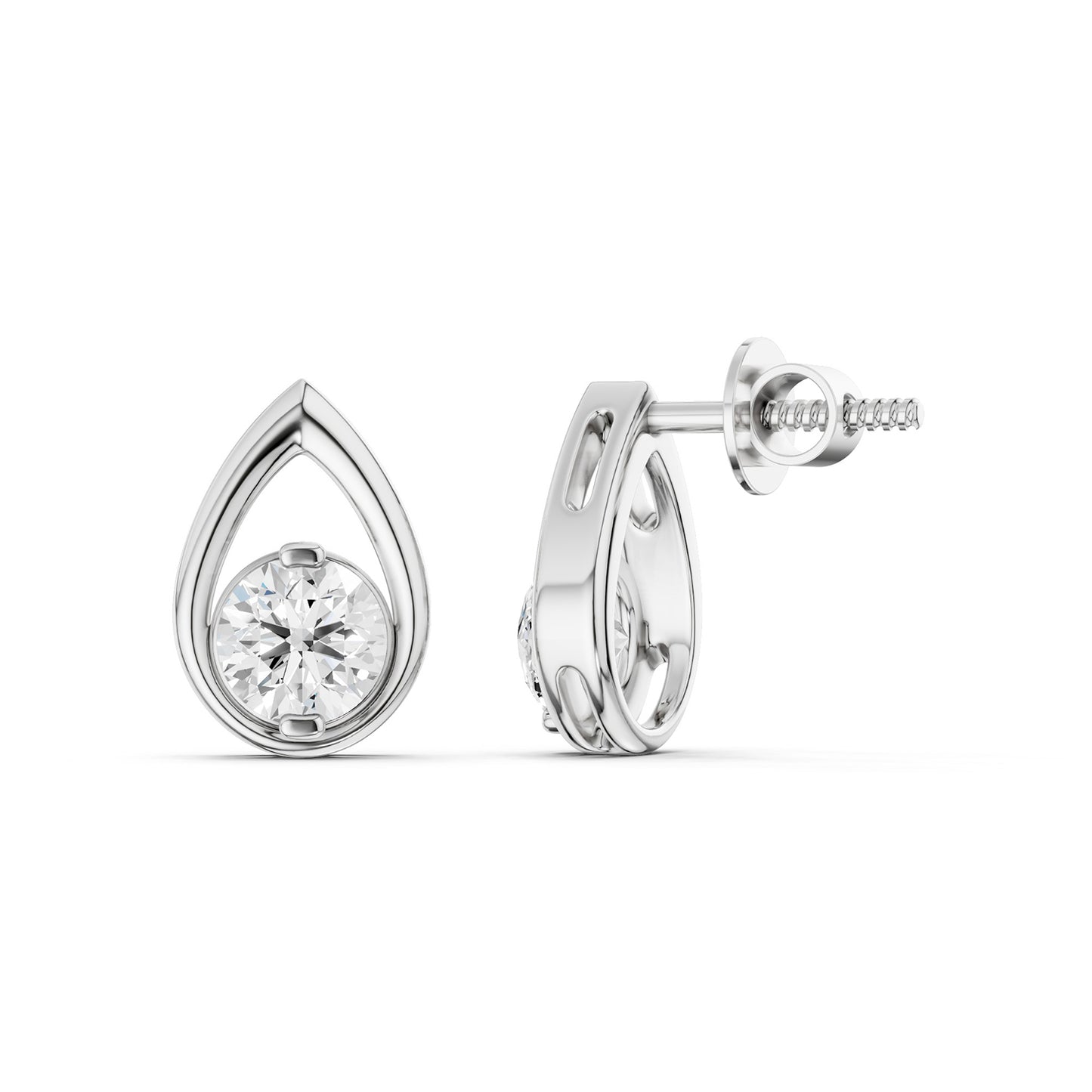 Teardrop Solitaire Diamond Stud Earrings