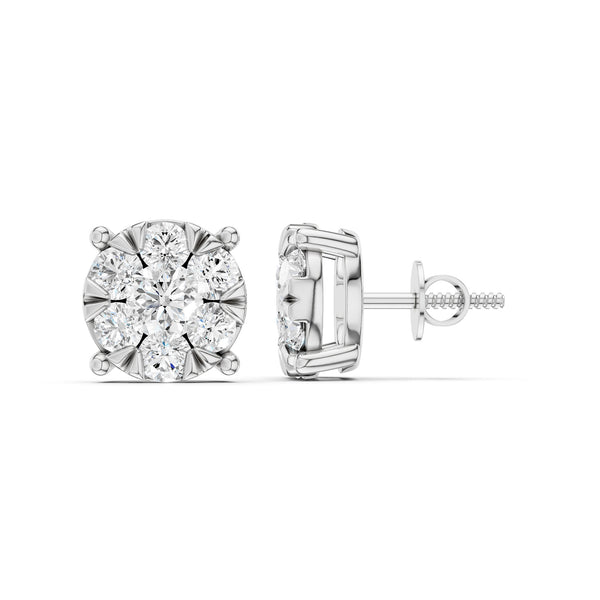 Round Halo Double Prong Studs