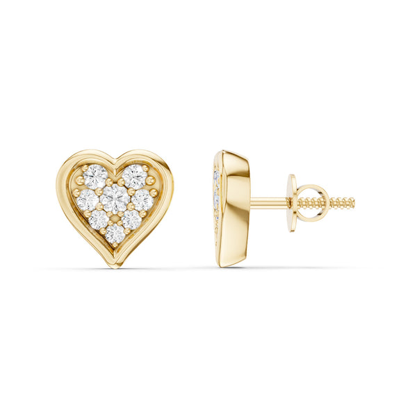 Diamond Heart Bezel-Set Studs