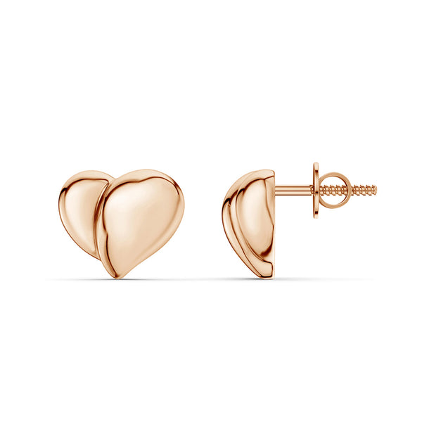 Unfolded Gold Heart Studs