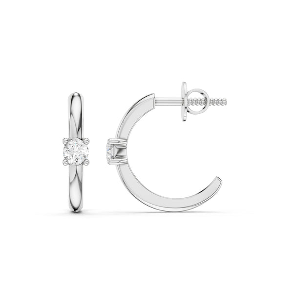 Solitaire Open-Hoop Earrings
