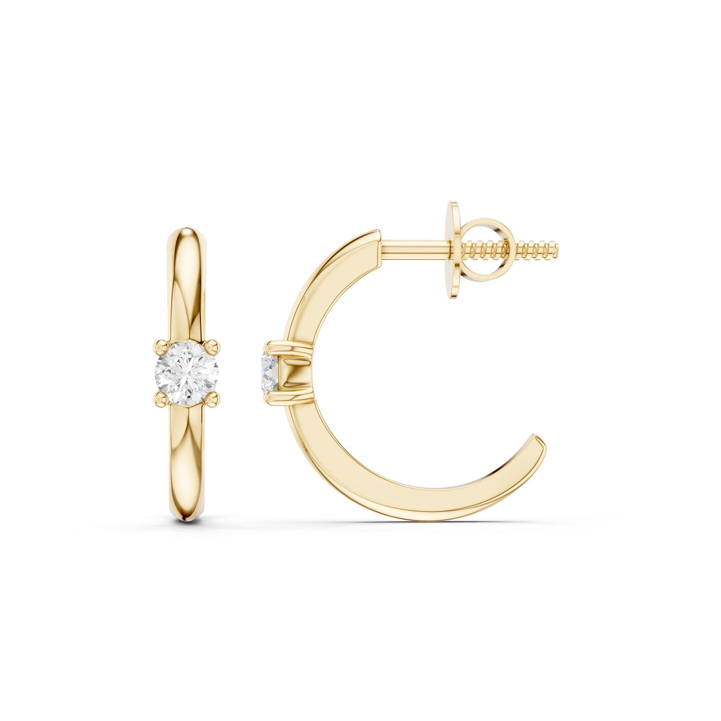 Solitaire Open-Hoop Earrings