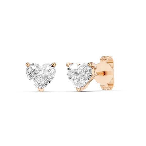 Heart-Cut Solitaire Studs Medium