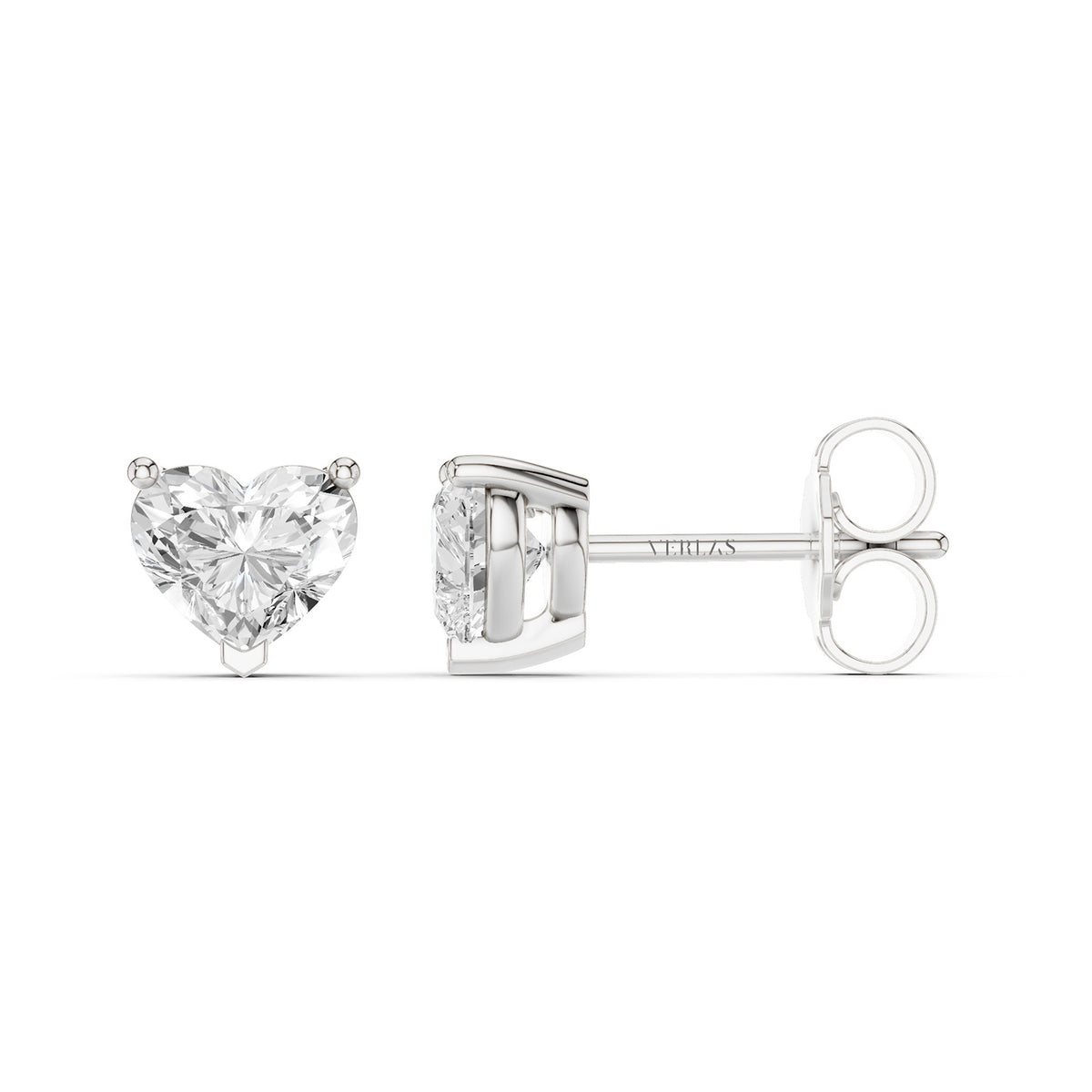Heart-Cut Solitaire Studs Large