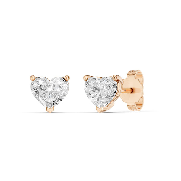 Heart-Cut Solitaire Studs Large