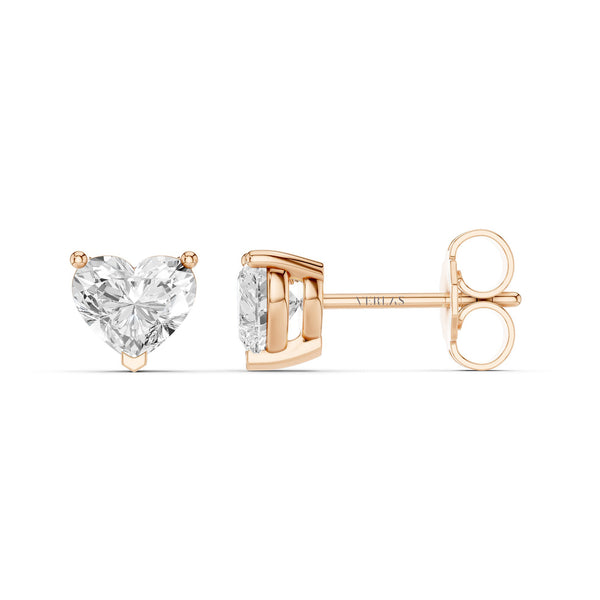 Heart-Cut Solitaire Studs Large
