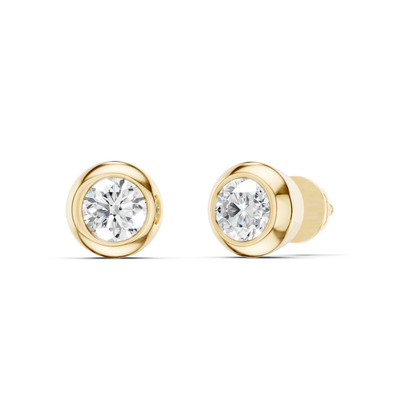 Faceted Thick Bezel Round Studs