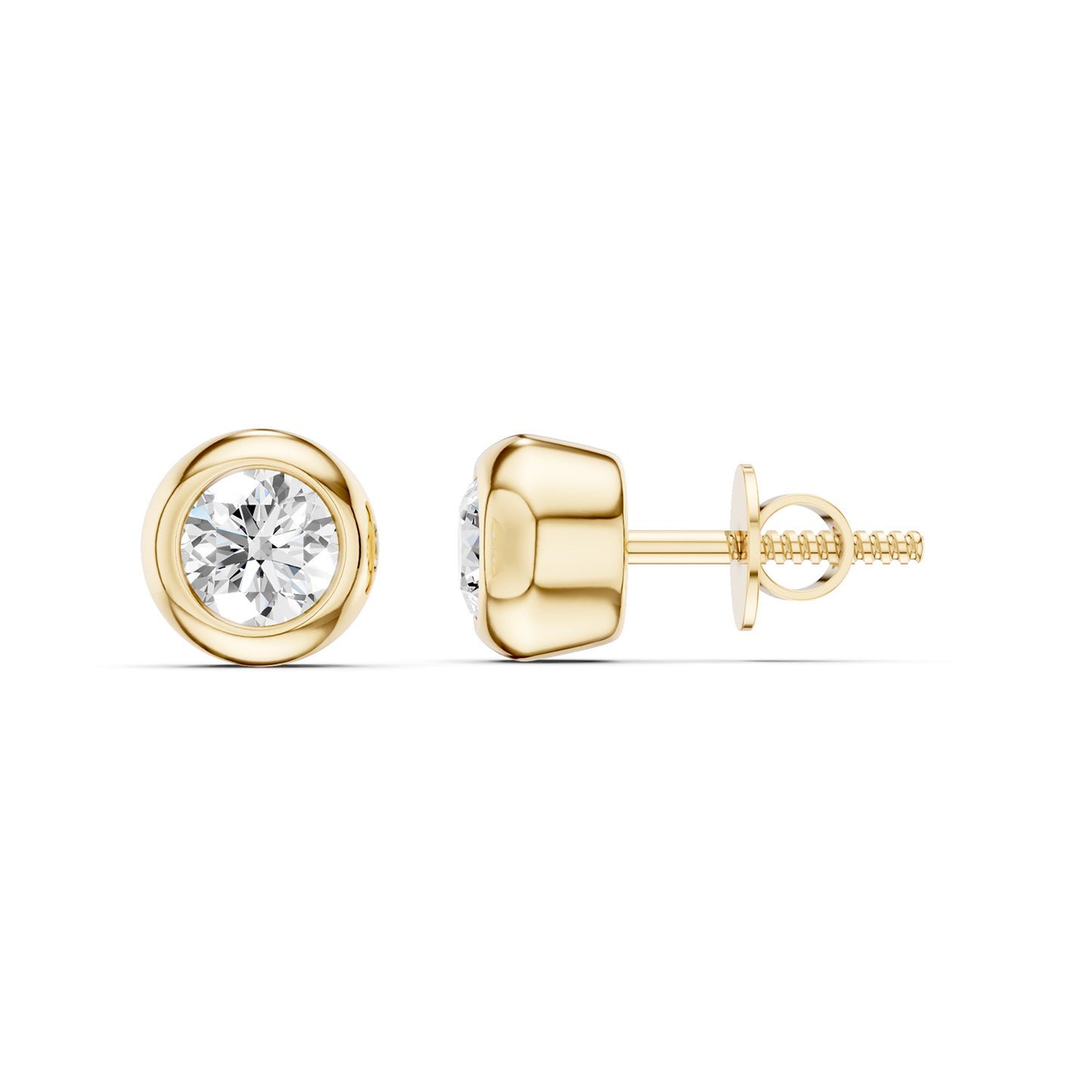 Faceted Thick Bezel Round Studs