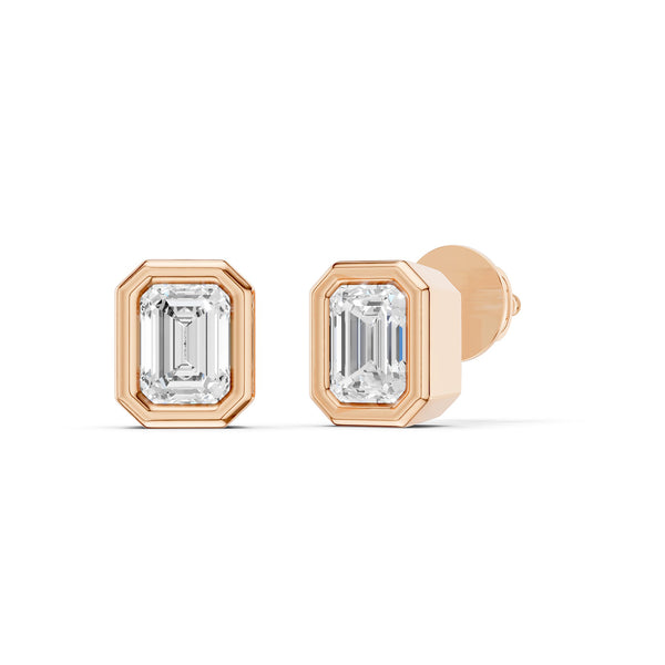 Faceted Bezel Emerald Studs