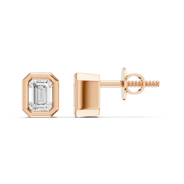 Faceted Bezel Emerald Studs