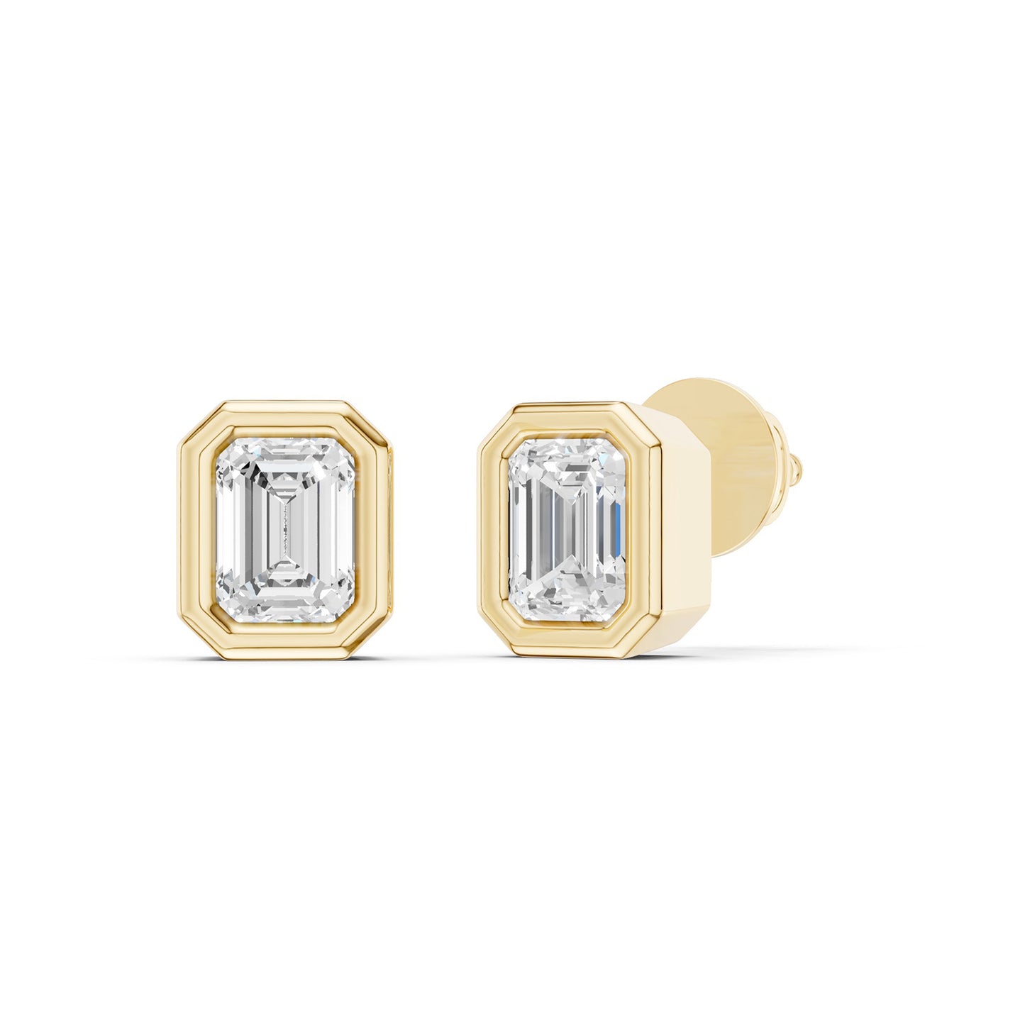 Faceted Bezel Emerald Studs