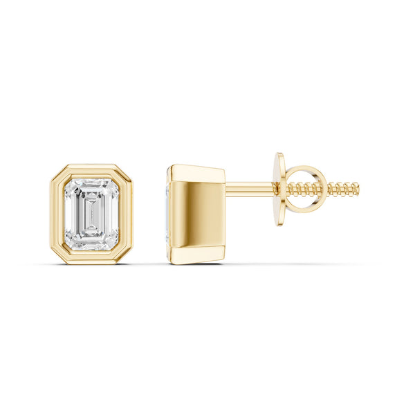 Faceted Bezel Emerald Studs