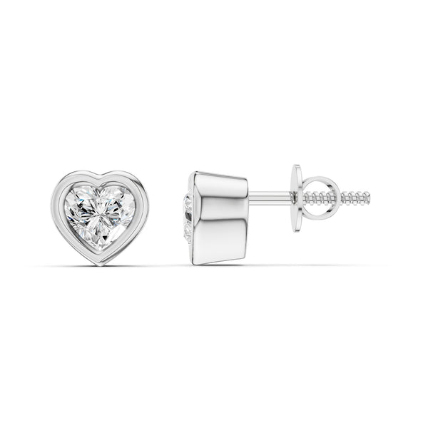 Faceted Bezel Heart Studs