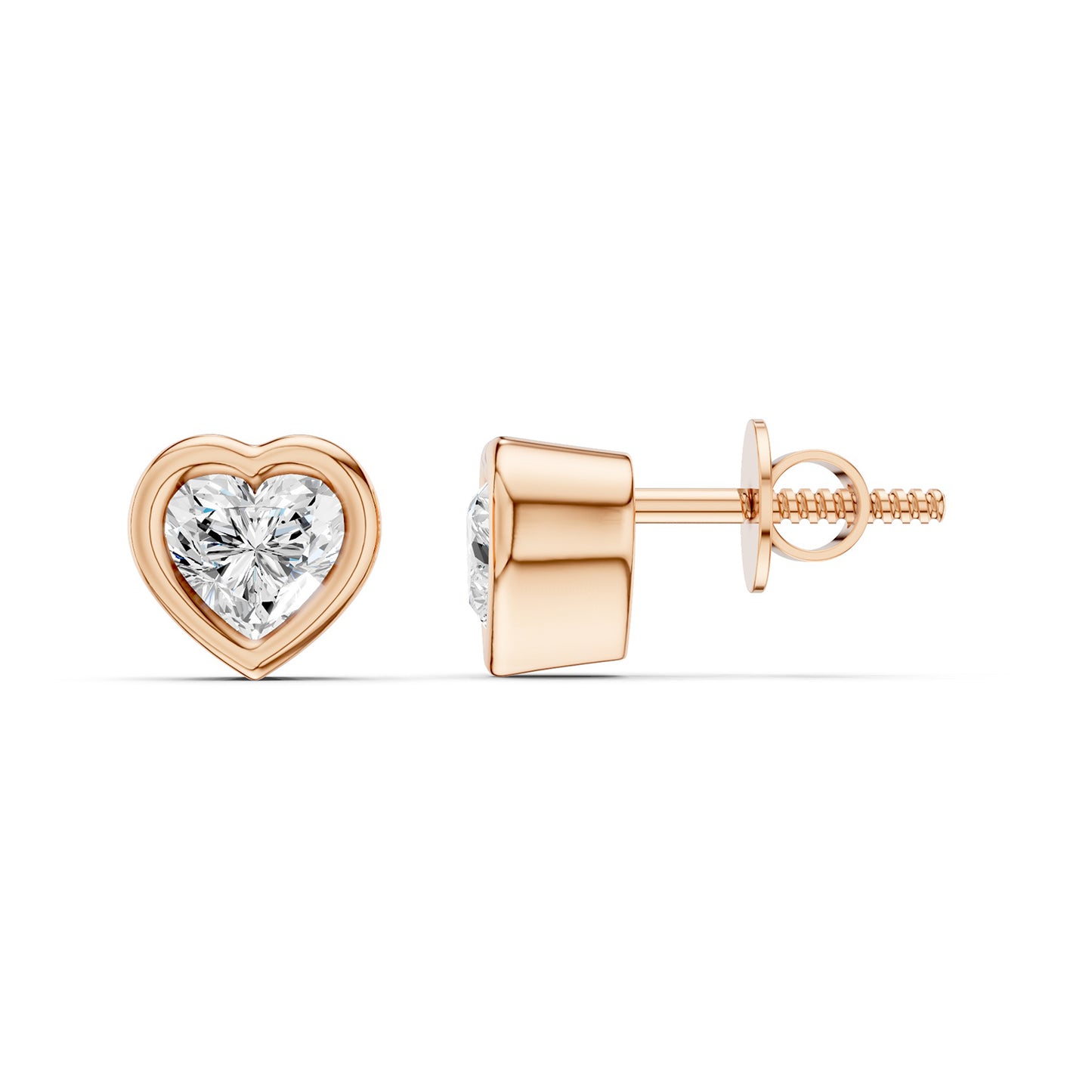 Faceted Bezel Heart Studs