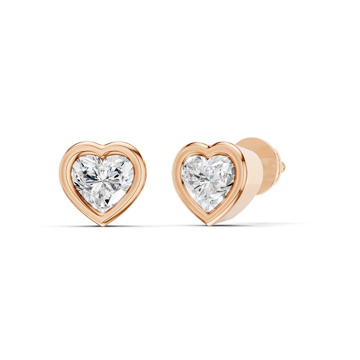 Faceted Bezel Heart Studs