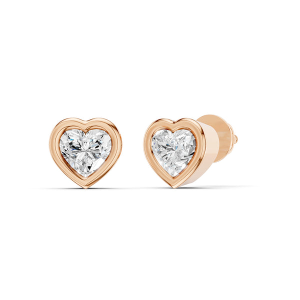 Faceted Bezel Heart Studs
